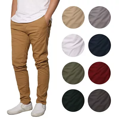 Men's Basic Trousers Casual Slim Fit Stretch Chino Pants Slacks • $30.85