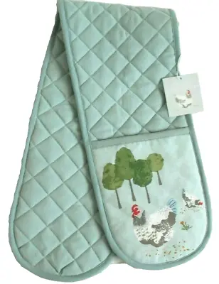 Laura Ashley Cook's Kitchen  Chickens  Oven Glove / Mitts- Green /Duck Egg • £7.50