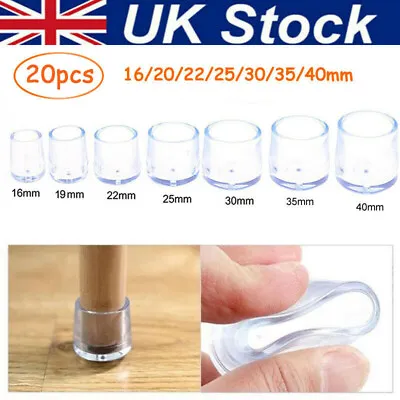 20pcs Silicone Chair Leg Caps Covers Furniture Table Feet Floor Protectors Pads • £7.88