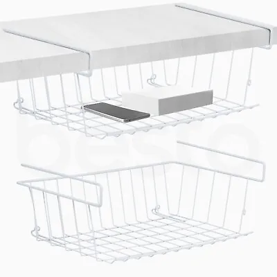 Under Shelf Storage Basket Metal Shelve Kitchen Bathroom Cupboard Organiser Rack • £12.50
