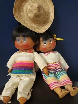 Vintage Mexican Gum Drop Boy And Girl Dolls 12”  • $19.99