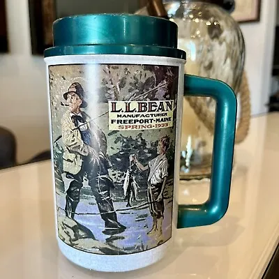 LL Bean Travel Coffee Mug Cup Plastic Reproductions Of Vintage Catalogs 16 Oz • $12.99