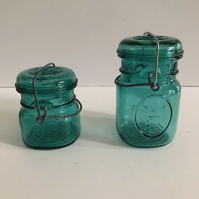 Lot Of 2 Vintage Green Ball Ideal Bicentennial Eagle Half Pint & Pint Jars • $29.97