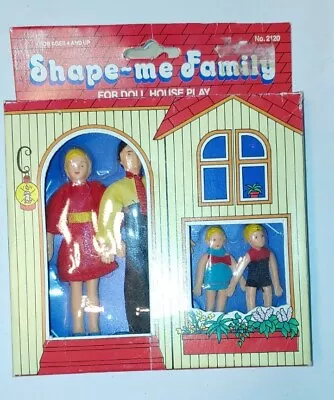 Vintage Shape Me Family Doll House Dolls Bendable 4  Dad & Mom 2  Boy & Girl • $14