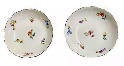 Antique Meissen Porcelain Crossed Swords 2 Beautiful Floral Dishes Cheap!! • $9.99