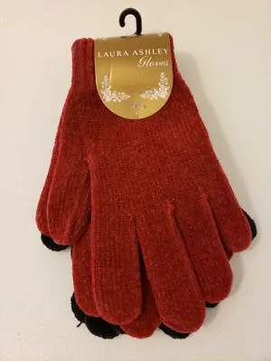 NEW Laura Ashley Velour Winter Gloves Two Pair Burgundy Red & Black One Size  • £12.54