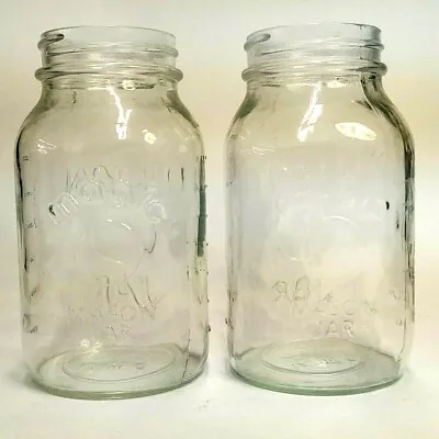 Lot Of 2 Magic Mason Jars Quart Clear Glass Canning 6.5  Tall X 3.5  Wide • $28.49