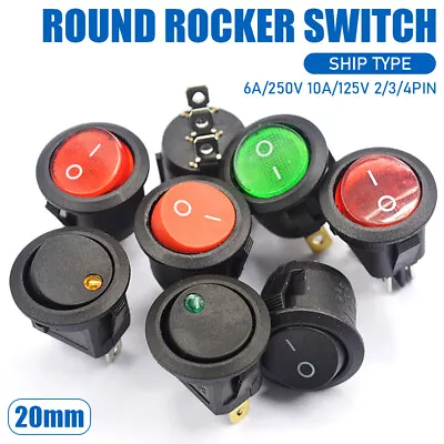 ON/OFF Round Rocker Toggle Switch 6A/250V 10A/125V Push Button Power Switch LED • $2.19