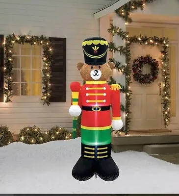 8 Ft LED Inflatable Bear Nutcracker Christmas Holiday Indoor Outdoor Yard Decor • $69.97