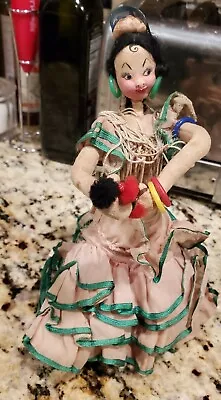 Vintage Layna? 9  Spanish Flamenco Dancer Doll With Maracas Cloth Hands Feet • $25