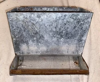 Vintage Primitive Galvanized Metal Wall Hanging Chicken Feeder  • $26