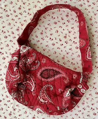 Vintage Vera Bradley Boho Mesa Red Paisley Hankie Print Cute Retro Shoulder Bag • $20