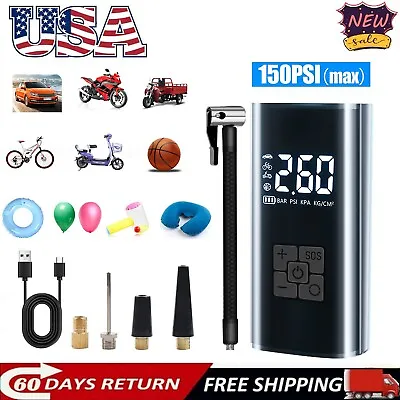 150 PSI Air Compressor Tire Inflator Fits Car Moto Bike Tires Air Pump Portable • $27.98