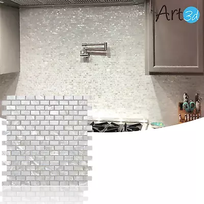 Art3d (10Pcs) Mother Of Pearl Shell Mosaic Tile For Kitchen Backsplash Bathroom • $79.99