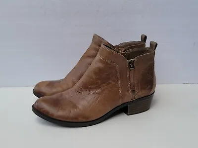 Vince Camuto Leather Brown Side Zips Brinina Booties Size-9M • $28