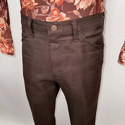 Mens Wrangler Pants Vintage 70s Brown Disco Hippie Polyester USA Made 34 30 • $39.99