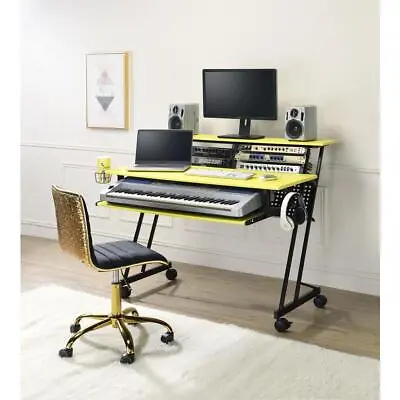 Music Recording Studio Desk Yellow & Black 92904 • $244.28