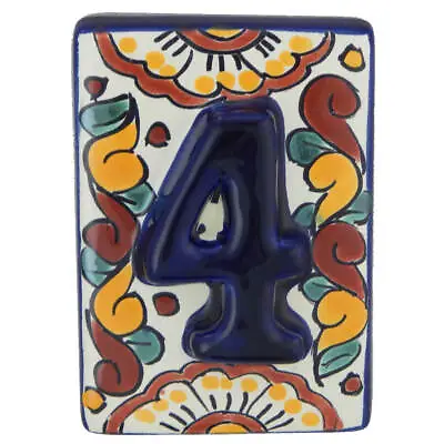 Mexican Tile House Numbers Address Numbers Ceramic House Number Talavera # 4 • $5.50