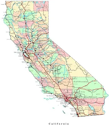 $14.25 • Buy California State MAP GLOSSY POSTER PICTURE PHOTO PRINT Road City Usa LA SF CA