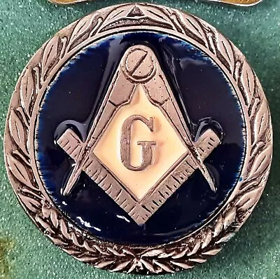 Vintage Masonic Blue Enamel Ornate Belt Buckle • $19.95