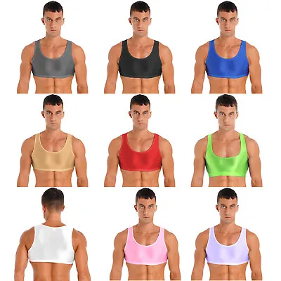 UK Mens Sleeveless Muscle Half T-Shirts Tank Crop Top Fitness Gym Sports Vests • £9.79