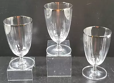 (3) Mikasa Stephanie Platinum Iced Tea Set Clear Optic Bowl Stemware Glasses Lot • $59.87