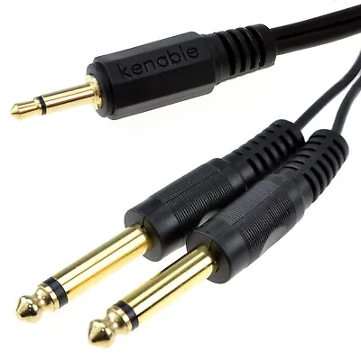 £2.76 • Buy 3.5mm MONO Jack Plug To TWIN 6.35mm MONO Jack Plugs Bi-Directional Cable 1m/2m