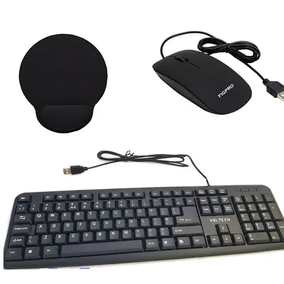 £11.99 • Buy Wired Usb Keyboard &  Mouse  For PC LAPTOP COMPUTER MAC LINUX WINDOWS With Mo...