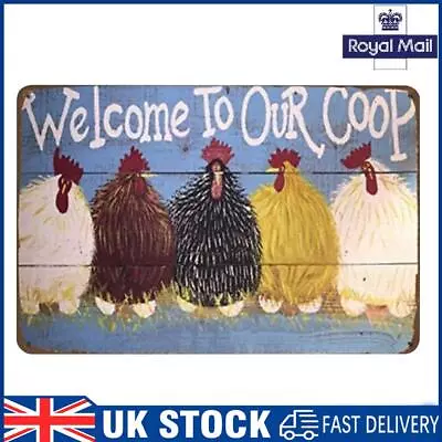 Retro Metal Plate Tin Sign Plaque Rectangle Chicken Farming Cooperative Poster • £6.29