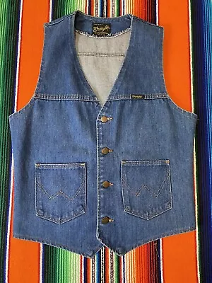 Vintage 60s Wrangler Denim Vest Made USA Sz Medium • $59.99