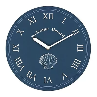 Navy Blue Coastal Clock * Nautical Seaside Design  28 X 28 Cm • £12.95