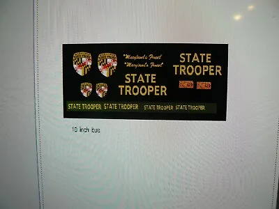 Maryland State Trooper Bus Decals   For 10 Inch Long Model • $12.99