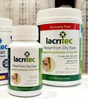 Lacritec 60/200 Capsules Relief From Dry Eyes Supports Production Of Tear Film • $39