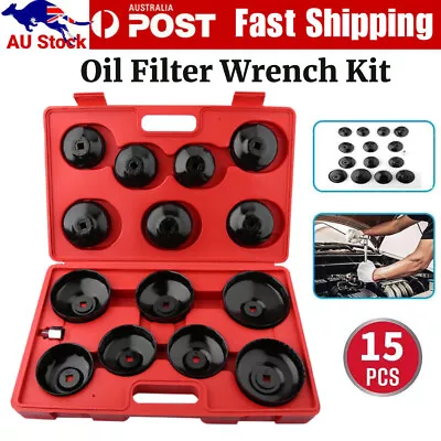 15PCS Oil Filter Wrench Set Cup Type Removal Tool Socket Kit Automotive Car Shop • $36.98