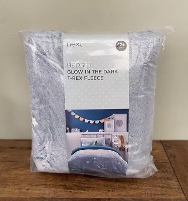 £18.99 • Buy NEXT Dinosaur TRex Glow In Dark Fleece Duvet Cover Set SINGLE Blue Boys - BNIP