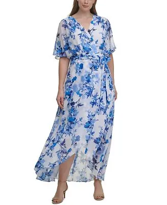£64.03 • Buy Jessica Howard Women's Printed Faux Wrap Midi Dress Blue Size 24W