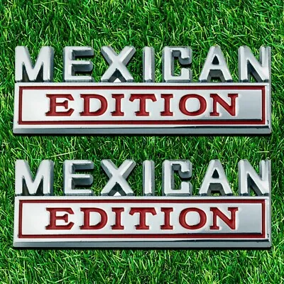 2 Pack Mexican Edition Badge For Universal Car Truck SUV Emblem (Silver Red) • $12.99