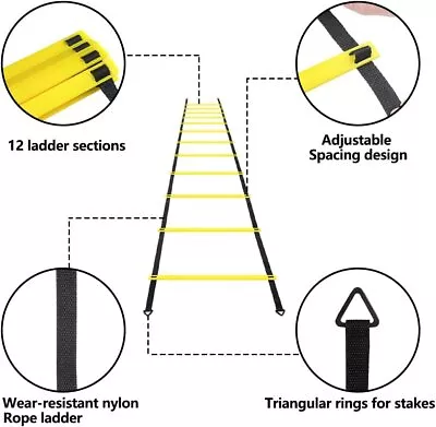 Speed Agility Ladder Fitness Training Ladder Soccer Sports Footwork Practise Kit • $16.85
