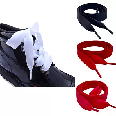 Black Flat Satin Ribbon Shoe Laces/Shoelaces - My Ribbon Lace For Women’s & Kids • £2.65