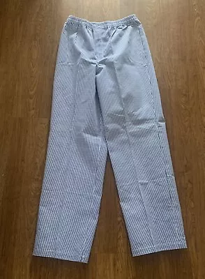 Chefs Blue Check Polycotton Trousers Unisex Cooks Kitchen Catering SMALL 28-32  • £7.99
