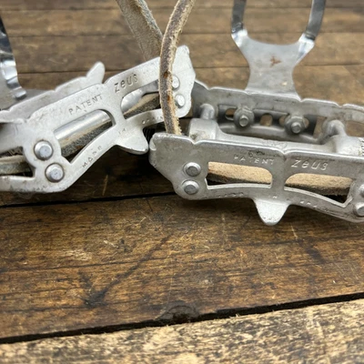 $95.99 • Buy Vintage Zeus Pedals Patent  French Thread Bike Chrome Clips Bicycle Eroica Spain