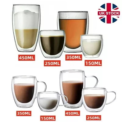 Double Wall Insulated Glasses Thermal Coffee Glass Mug Tea Cup 150/250/350/450ml • $13.80