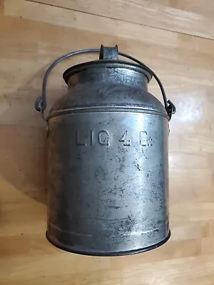 Vintage 4 Quart Metal FARM Milk Can With Wire Handle & Cover • $38