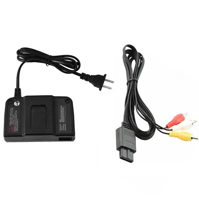 AC Adapter Power Supply &AV Cable Cord For Nintendo 64 N64 Bundle Lot Brand New • $12.99