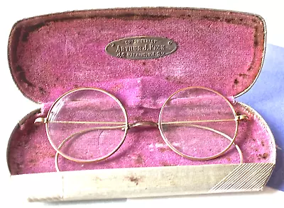 Vtg Earistocrat 1/10 12KGF Gold Filled Wire Rim Glasses W Optometrist Case • $24