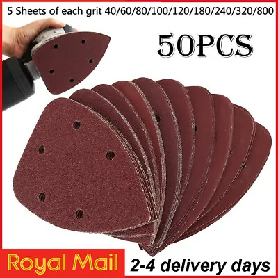 £5.59 • Buy 50 X Sanding Sheets Hook And Loop Mouse Sanding Pads Sander Paper Triangle Discs