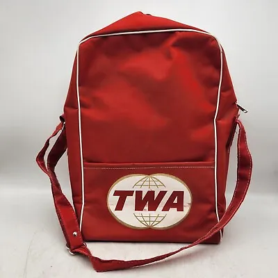 Vintage TWA Airlines Advertising Red Sachel Bag By Bearse Manufacturing Company • $24.99