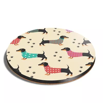 £3.99 • Buy Round MDF Coaster Cute Sausage Dog Pattern Dacshund #170541
