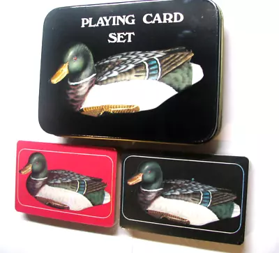 New Vintage Playing Cards Duck Mallard Set Score Pad Pencil And Metal Case • $14.95