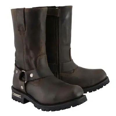 Milwaukee Leather Men's 11-Inch Dark Brown Harness Square Toe Motorcycle Boots • $157.99